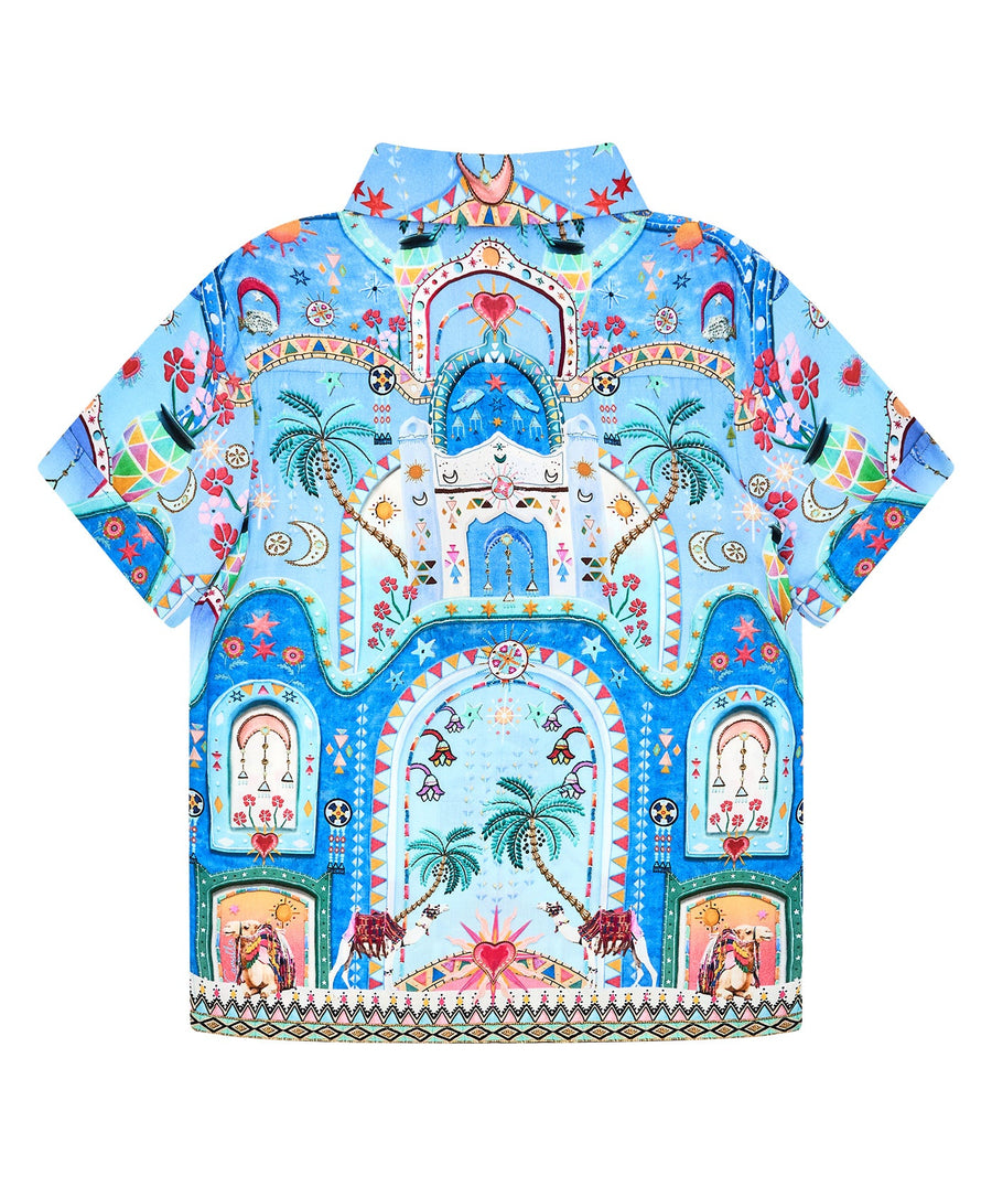 CAMILLA A Painted Village Polo 00032495 – A stylish polo shirt featuring a vibrant Painted Village print, premium fabric, and a comfortable fit, perfect for chic casual wear