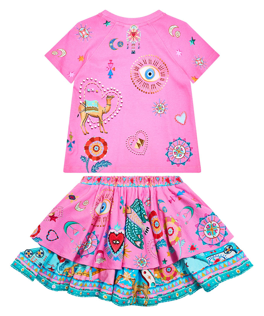 CAMILLA Rainbow Roads Tee & Skirt Set 00032537/00032538 – A stylish matching set featuring a vibrant Rainbow Roads print, soft fabric, and a comfortable yet chic fit, perfect for casual and resort wear