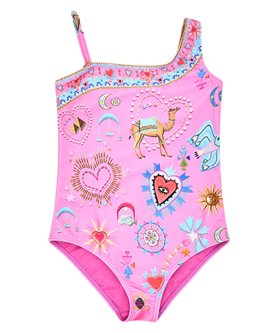 CAMILLA Rainbow Roads One-Piece Swimsuit 00032624 – A stunning one-piece swimsuit featuring a vibrant Rainbow Roads print, flattering silhouette, and premium fabric, perfect for beach and poolside elegance