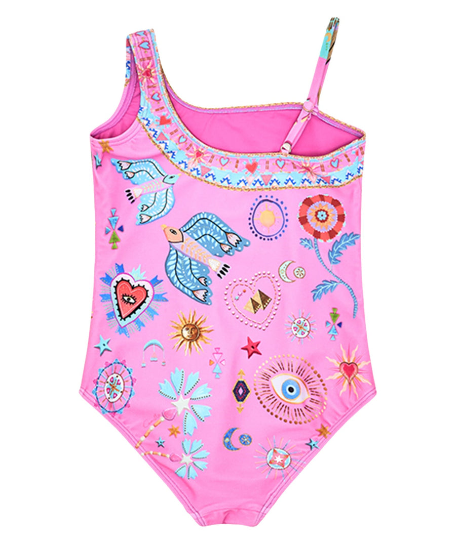 CAMILLA Rainbow Roads One-Piece Swimsuit 00032624 – A stunning one-piece swimsuit featuring a vibrant Rainbow Roads print, flattering silhouette, and premium fabric, perfect for beach and poolside elegance