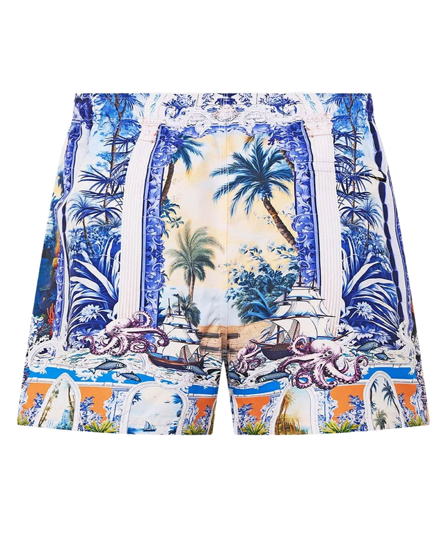 CAMILLA Song Of Saint Anthony Boardshort 00033177 showcasing vibrant baroque-inspired prints, adjustable drawstring waist, and relaxed fit for beachside comfort