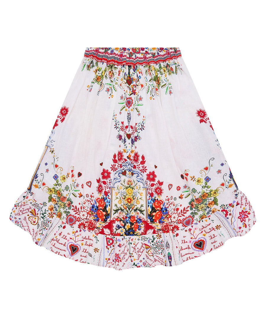 CAMILLA Faith, Luck & Justice Skirt 00034330 – A flowing skirt featuring a vibrant, symbolic print, premium fabric, and elegant design for bohemian-inspired style