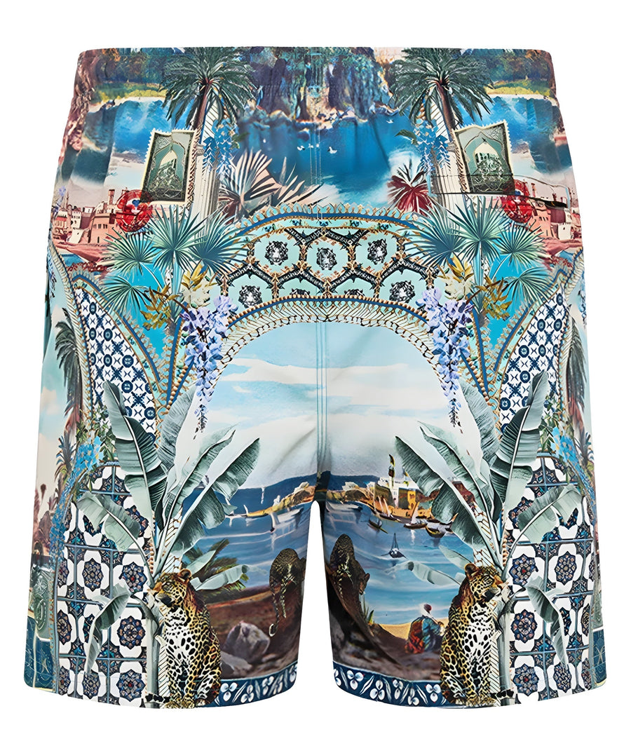 Stay stylish by the sea with CAMILLA Postcards & Palm Trees Mid Length Boardshort 00039189 – perfect for beach days and summer adventures.