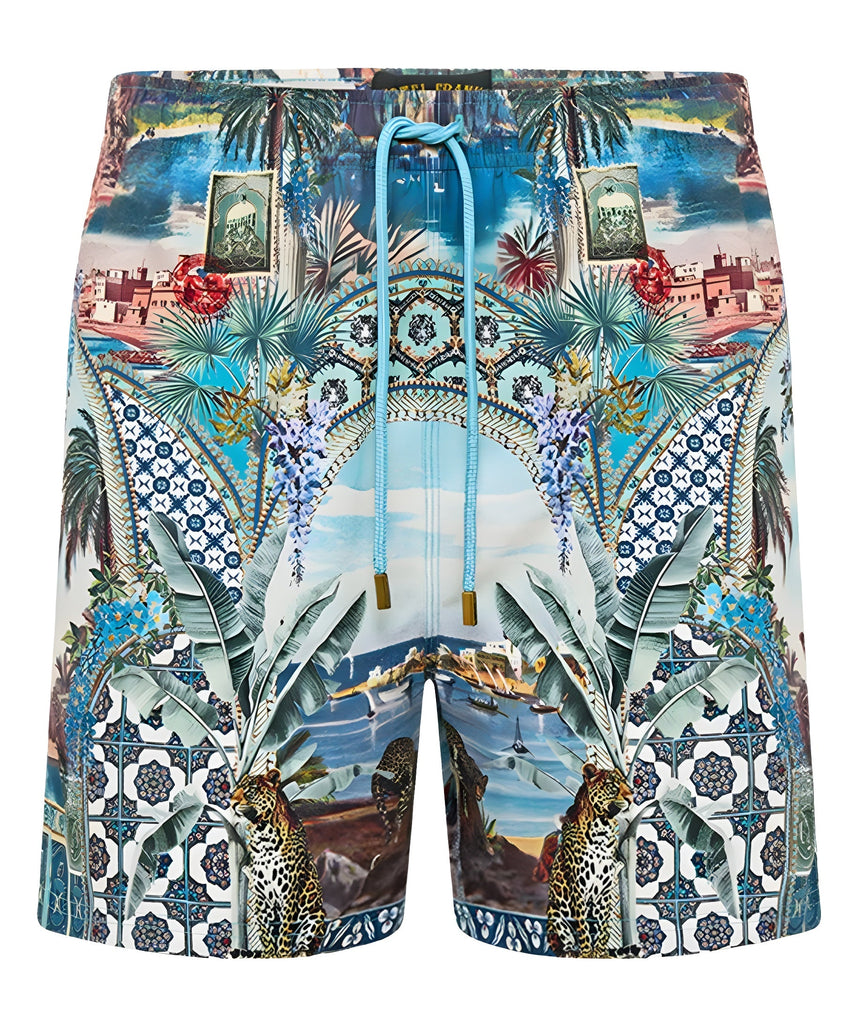 Postcards & Palm Trees Mid Length Boardshort