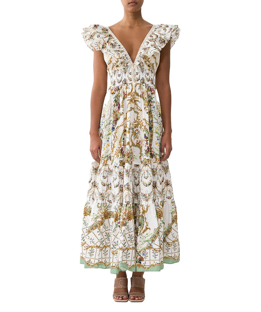 Make a grand entrance in the CAMILLA Dressing Room Drama Long Dress 00039656 – a theatrical blend of bold prints, flowing fabric, and timeless elegance