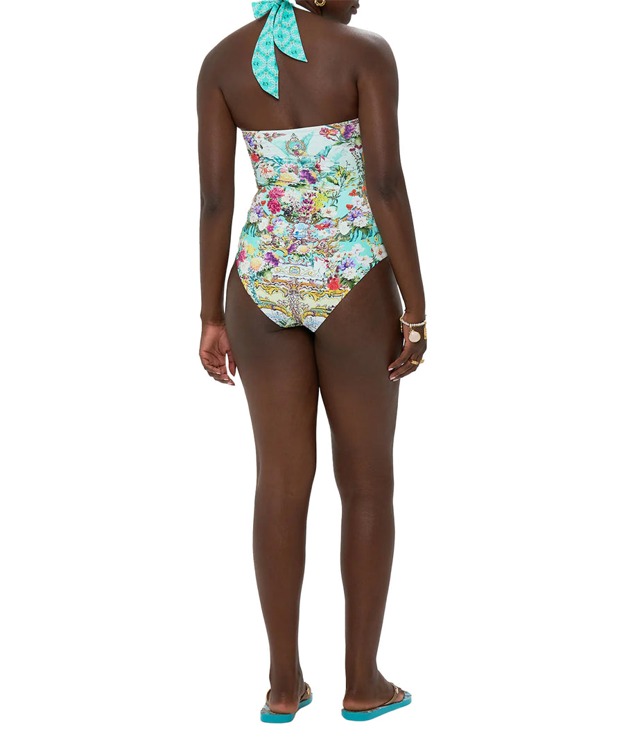 CAMILLA Gardens Of Queluz One Piece Swimsuit 00034106 – Elegant one-piece swimsuit featuring a baroque garden-inspired print, flattering silhouette, and luxe fabric