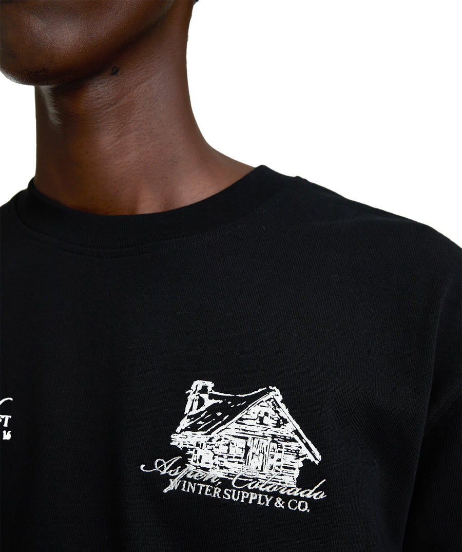 ONLY THE BLIND Aspen Mountain Lodge T-Shirt OTB-T1647 – premium cotton tee featuring mountain-inspired design, blending luxury detail with streetwear edge.