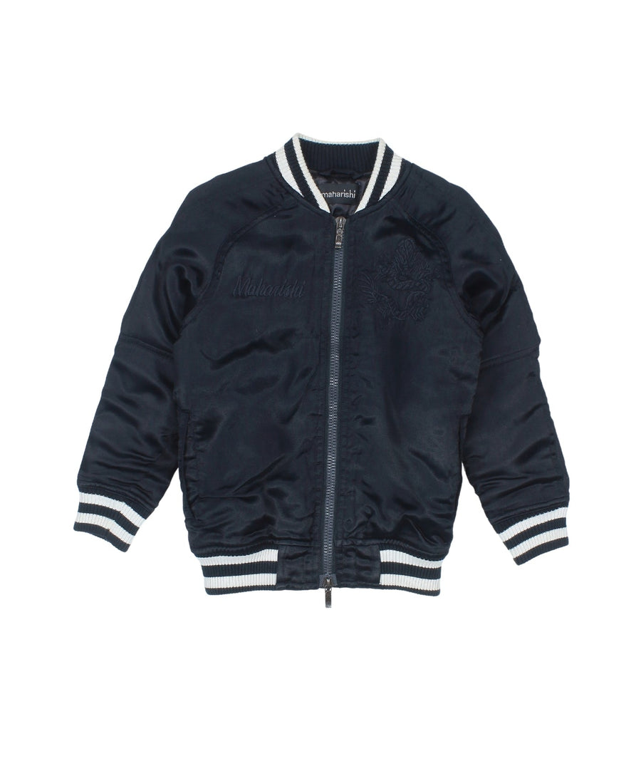 MAHARISHI Tour Jacket B22MH5220 features signature embroidery on a classic souvenir silhouette, blending military style with sustainable design.