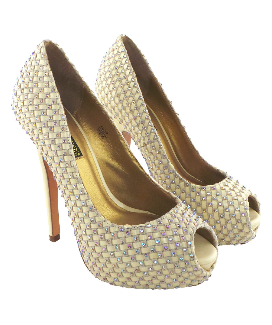 Vigo Nude Studded Peep-Toe Platform