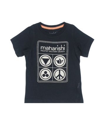 The **MAHARISHI Pacifist Symbols T‑Shirt 5619** features bold peace icon prints, premium organic cotton, and relaxed fit—perfect for statement styling with sustainable flair.