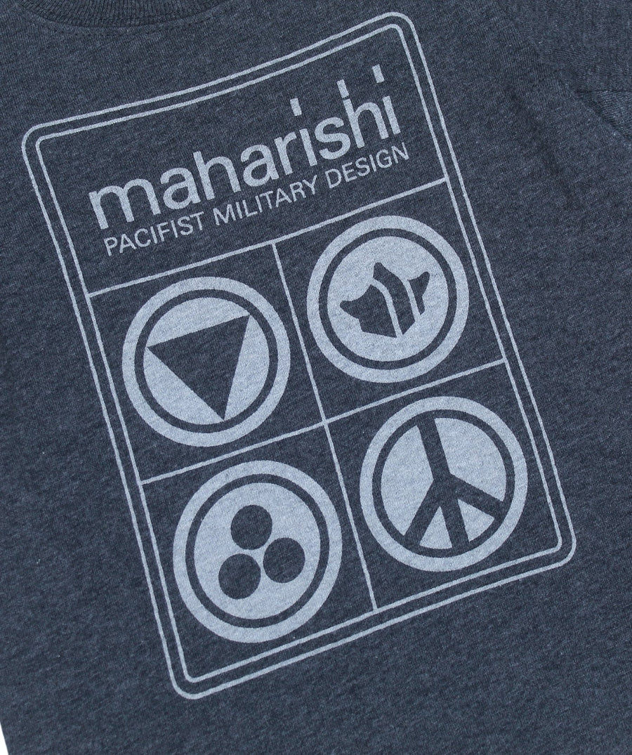 The MAHARISHI Pacifist Symbols T‑Shirt 5619 features bold peace icon prints, premium organic cotton, and relaxed fit—perfect for statement styling with sustainable flair.