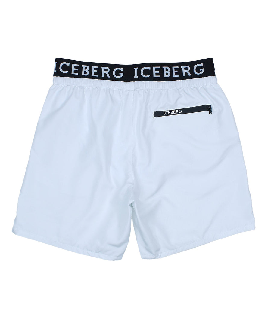 ICEBERG Branded Elastic Medium Boardshort ICE25MBM02 – Stylish boardshorts with a branded elastic waistband, quick-dry fabric, and a comfortable medium-length fit
