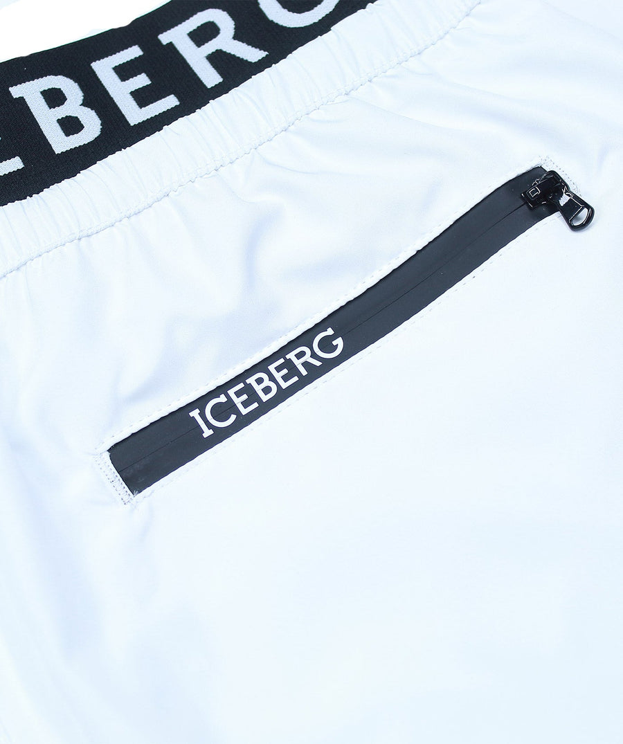 ICEBERG Branded Elastic Medium Boardshort ICE25MBM02 – Stylish boardshorts with a branded elastic waistband, quick-dry fabric, and a comfortable medium-length fit