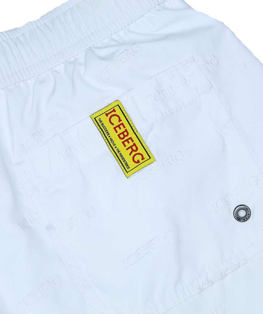 ICEBERG Allover Ricamato Medium Boardshort ICE25MBM14 – Stylish boardshorts with embroidered details, quick-dry fabric, and a comfortable medium-length fit