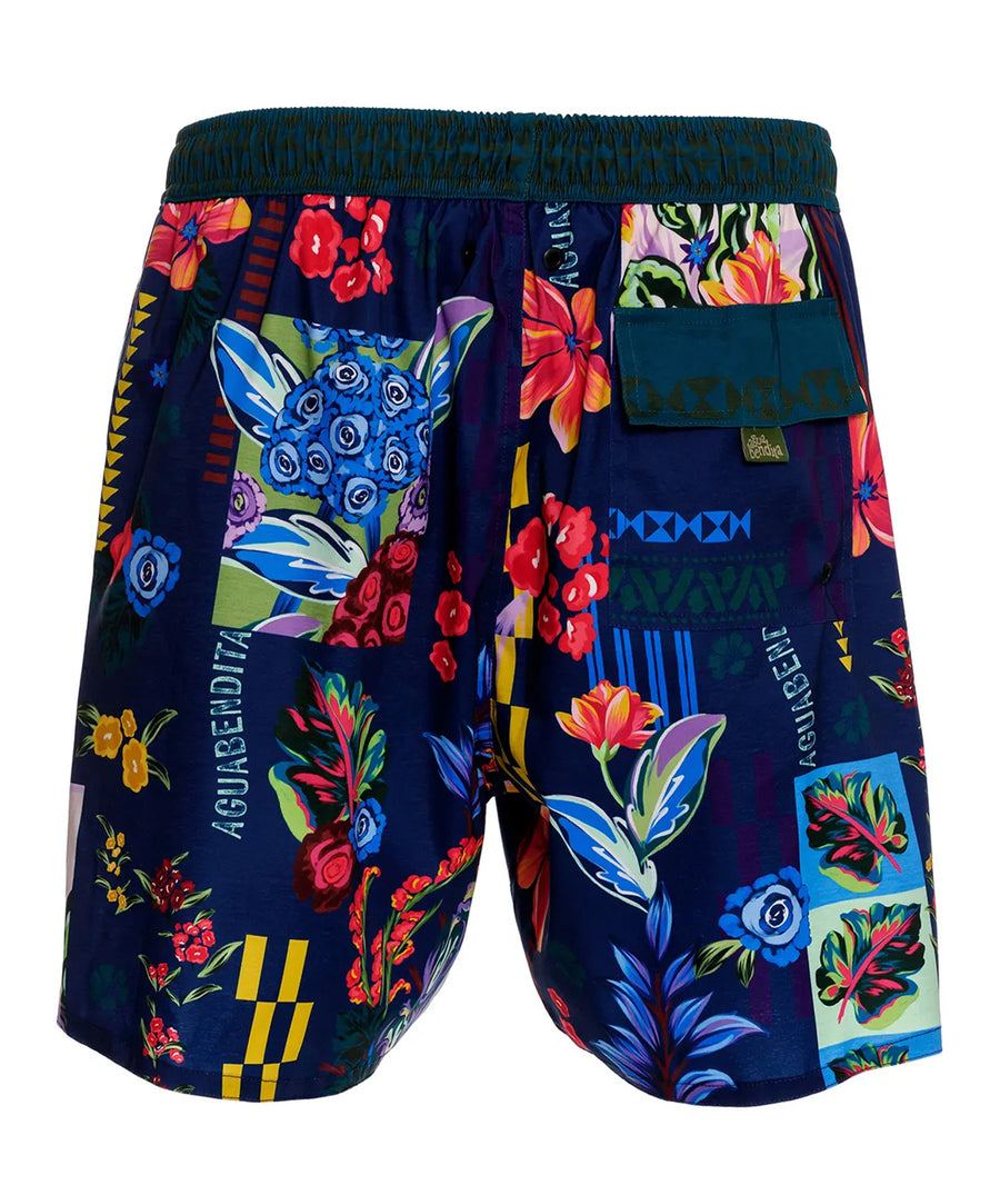 AGUA BENDITA Features a mix of desert-inspired prints and western motifs, Placement print, Lightweight, Elastic waist, Two side and back pockets, Trunk length: 17"/44 cm, UPF 50+, 96% Recycled Polyester, 4% Elastane, Height: 6'2.5" / 189 cm, 17013
