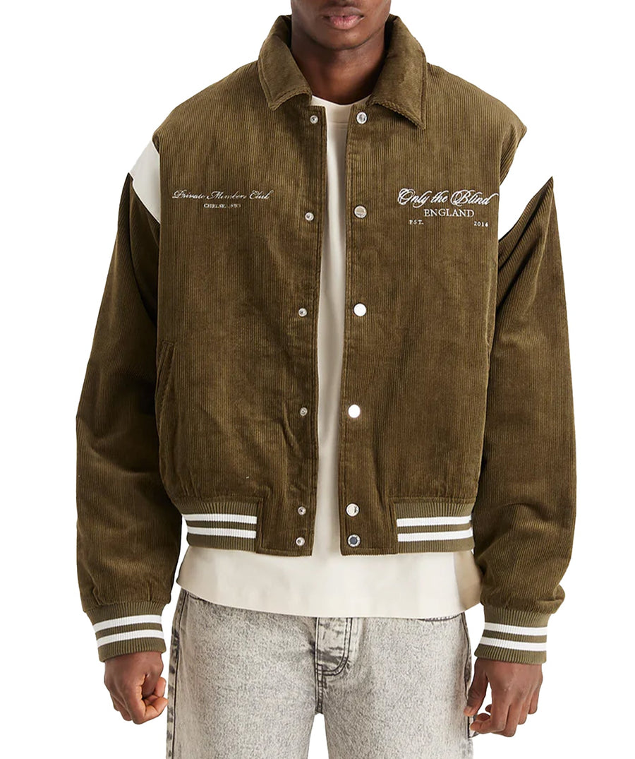 Stand out in the ONLY THE BLIND Blake’s Members Club Varsity Jacket OTBX-O1442 – a bold fusion of luxury design, premium fabrics, and streetwear style.