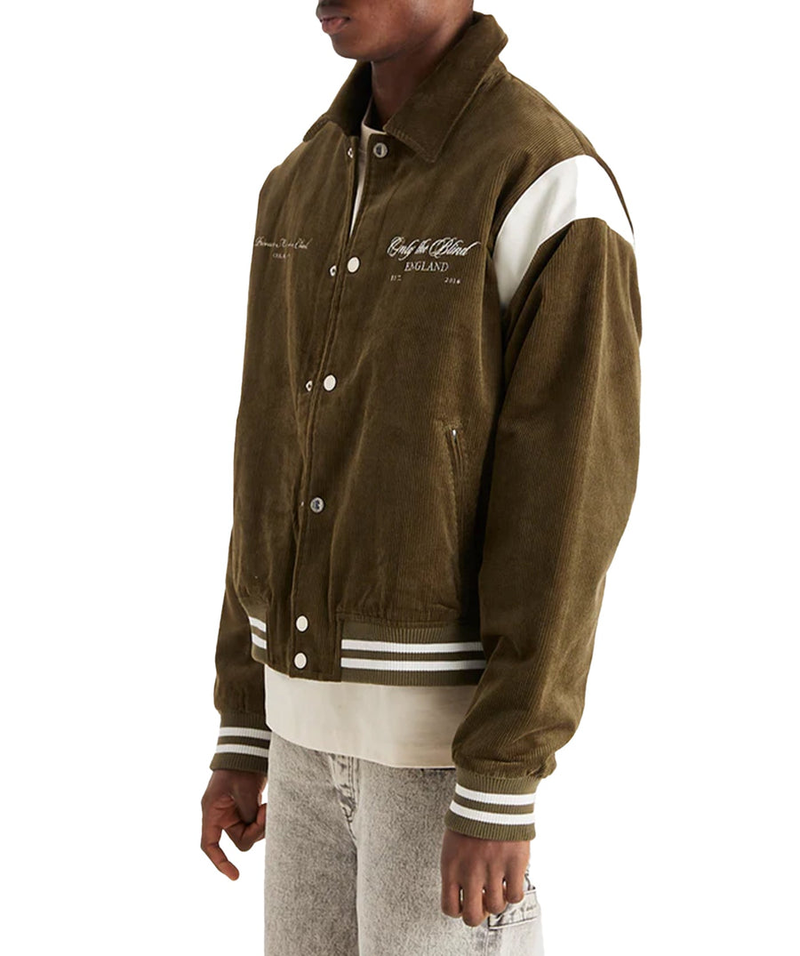Stand out in the ONLY THE BLIND Blake’s Members Club Varsity Jacket OTBX-O1442 – a bold fusion of luxury design, premium fabrics, and streetwear style.