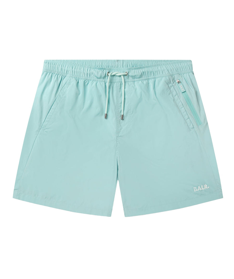 BALR Logo Swim Shorts B1451.1035 – premium swim shorts featuring an elasticated waistband with a drawcord, bold BALR branding, and two zippered pockets. Designed for comfort and style, these shorts are perfect for beach days or poolside relaxation.