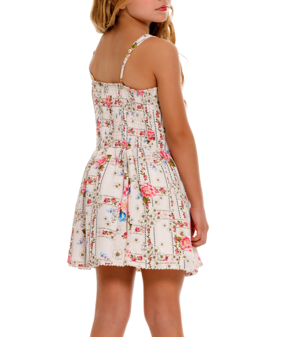 AGUA BENDITA Nicolle Meraki Dress 17503 – A stunning dress featuring the vibrant Meraki floral print, elegant ruffle details, and a flowy silhouette for feminine charm