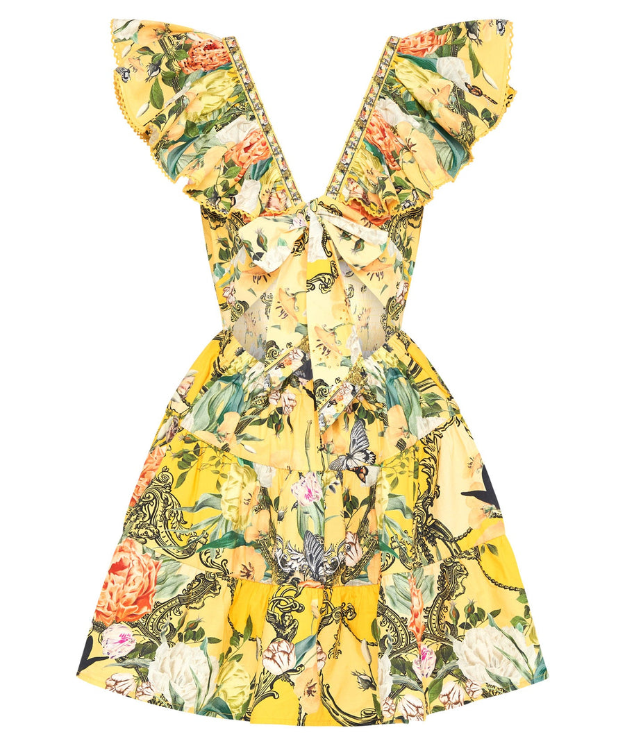 Camilla Paths Of Gold Tiered Short Dress With Neck Frill 00028599