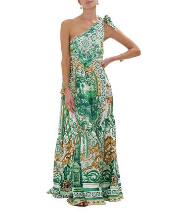 CAMILLA Corridor Of Calm Long Dress 00033108 – A stunning long dress featuring a vibrant print, flowing silhouette, and luxurious fabric for effortless elegance."