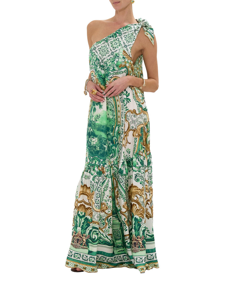 CAMILLA Corridor Of Calm Long Dress 00033108 – A stunning long dress featuring a vibrant print, flowing silhouette, and luxurious fabric for effortless elegance."
