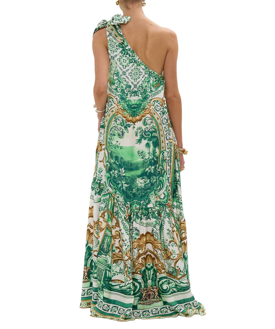 CAMILLA Corridor Of Calm Long Dress 00033108 – A stunning long dress featuring a vibrant print, flowing silhouette, and luxurious fabric for effortless elegance."