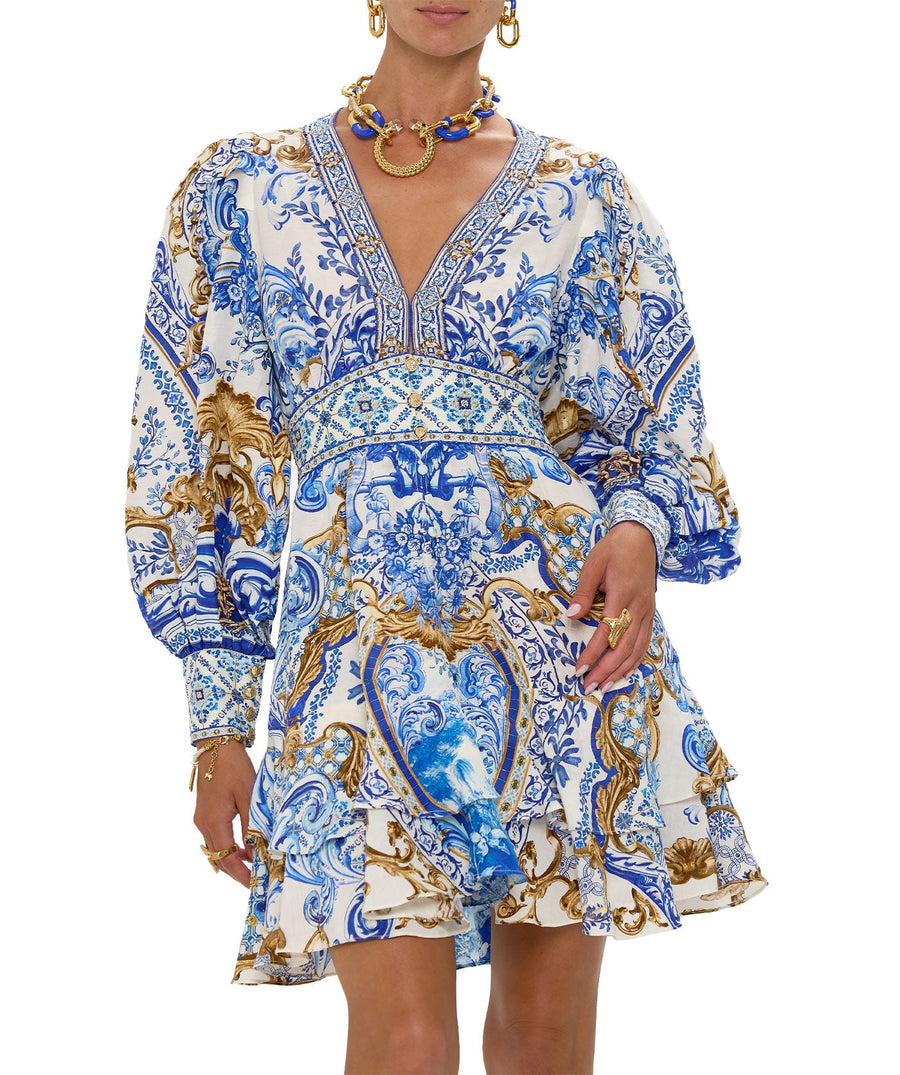 CAMILLA Azul Adventures Short Dress 00033259 – A chic short dress featuring the vibrant Azul Adventures print, lightweight fabric, and a flattering, flowy silhouette