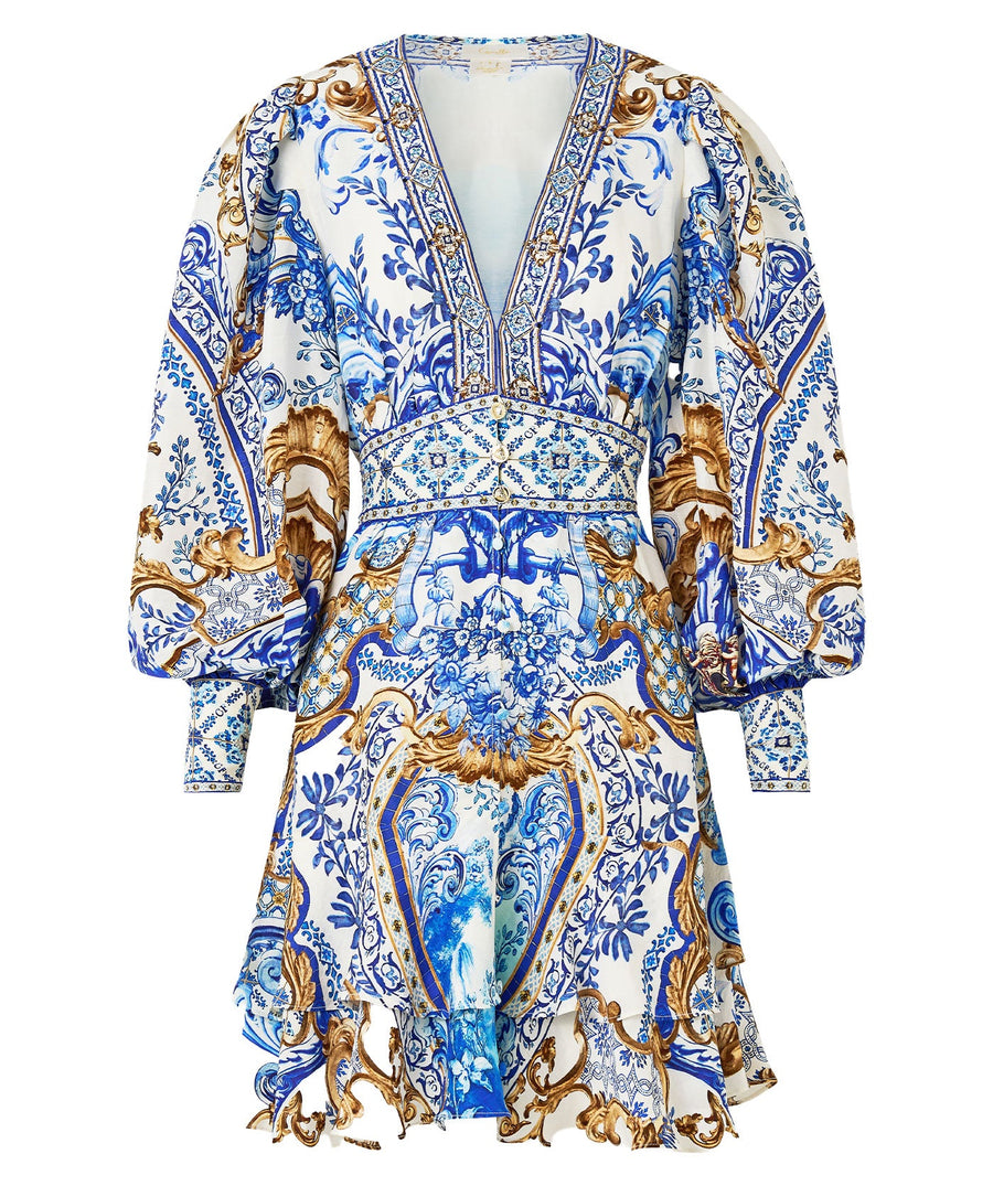 CAMILLA Azul Adventures Short Dress 00033259 – A chic short dress featuring the vibrant Azul Adventures print, lightweight fabric, and a flattering, flowy silhouette