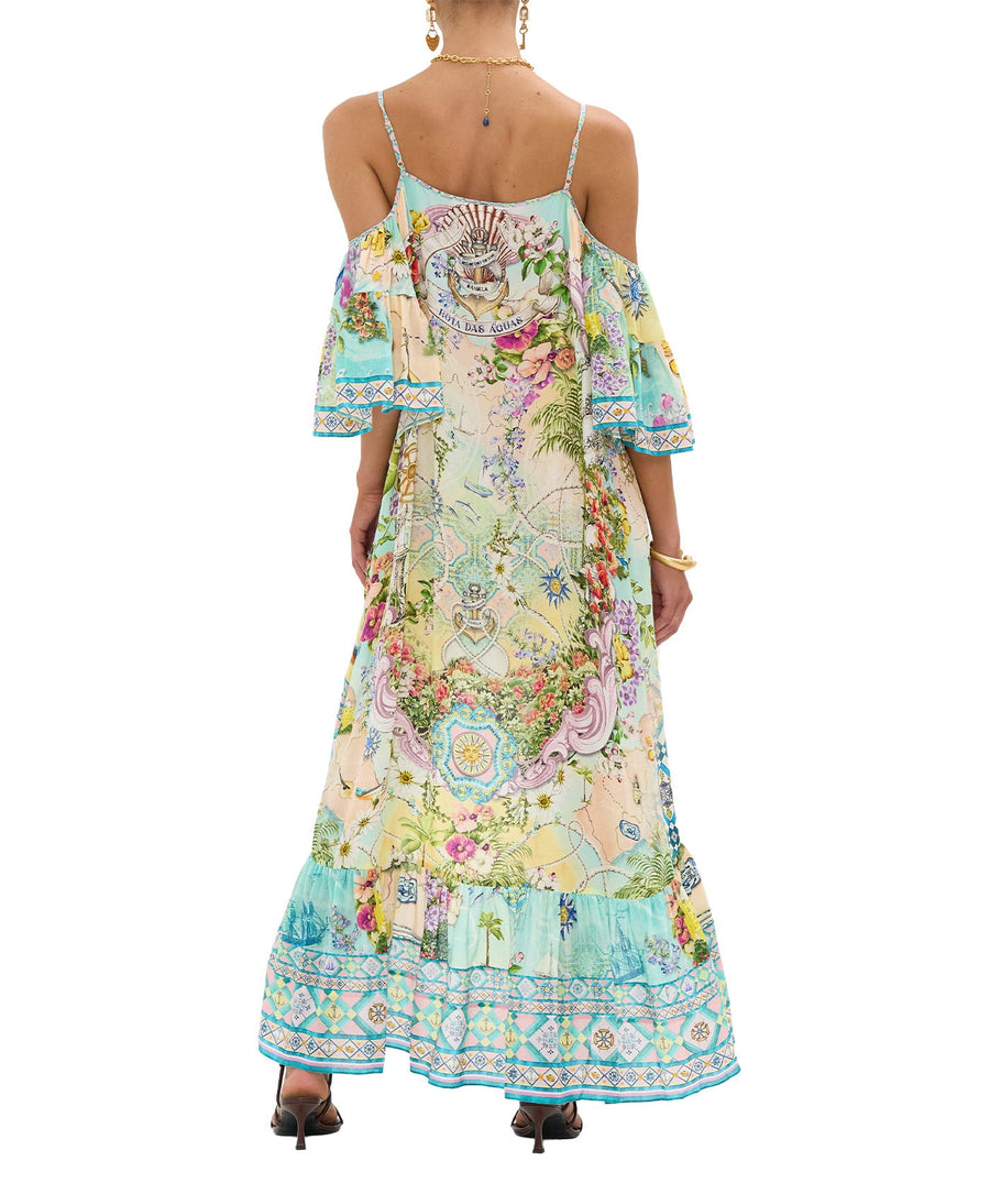 Flow with elegance in the CAMILLA Just Coasting Long Dress 00034718 – a luxurious, beach-inspired statement piece perfect for sunny escapes and special events.