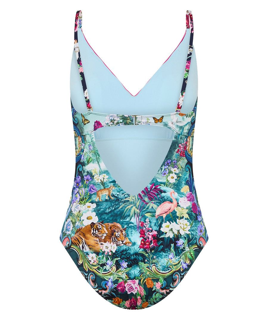 Exude elegance in the CAMILLA Basked In Baroque One Piece Swimsuit 00035476 – a stunning blend of opulent print, chic design, and flattering fit