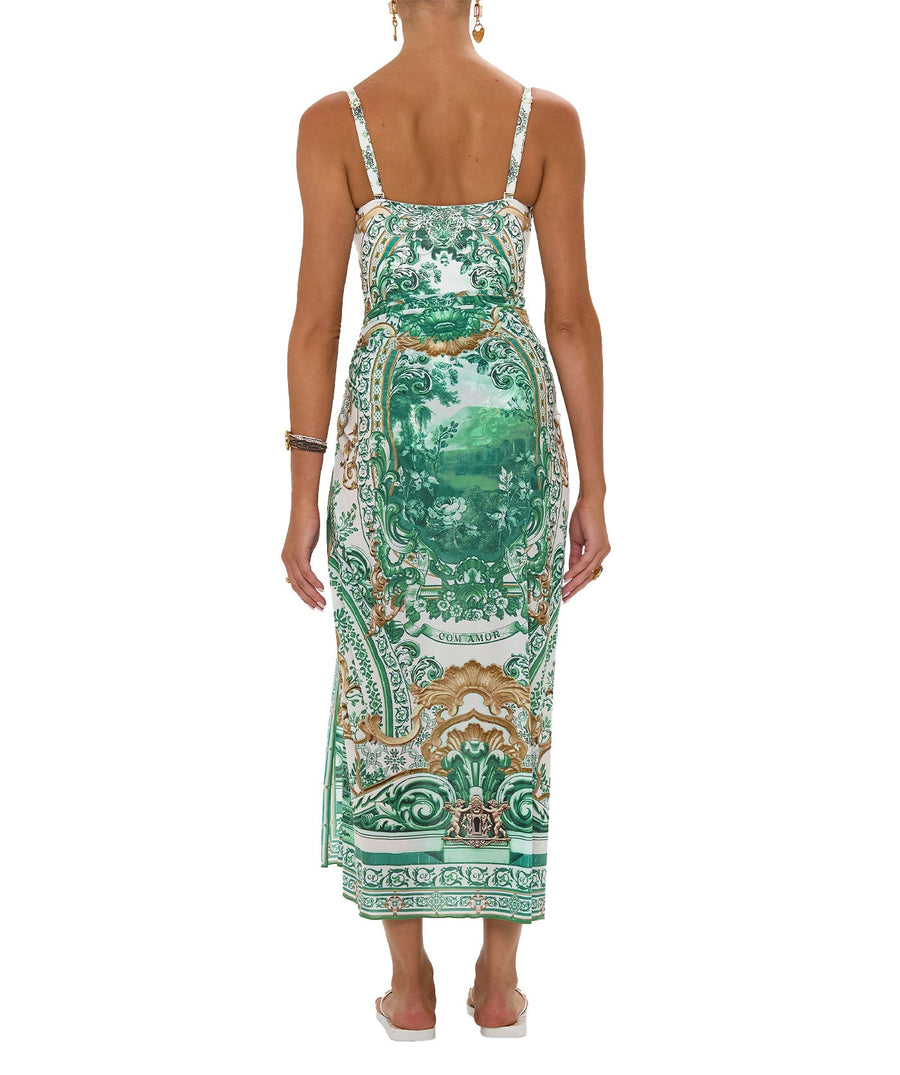 CAMILLA Corridor Of Calm Long Sarong 00036225 – A stylish long sarong featuring a vibrant print, soft lightweight fabric, and versatile styling for beachside elegance.