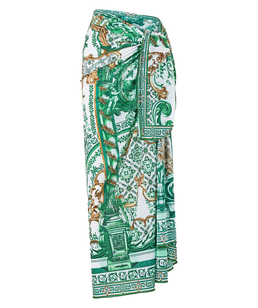 CAMILLA Corridor Of Calm Long Sarong 00036225 – A stylish long sarong featuring a vibrant print, soft lightweight fabric, and versatile styling for beachside elegance.