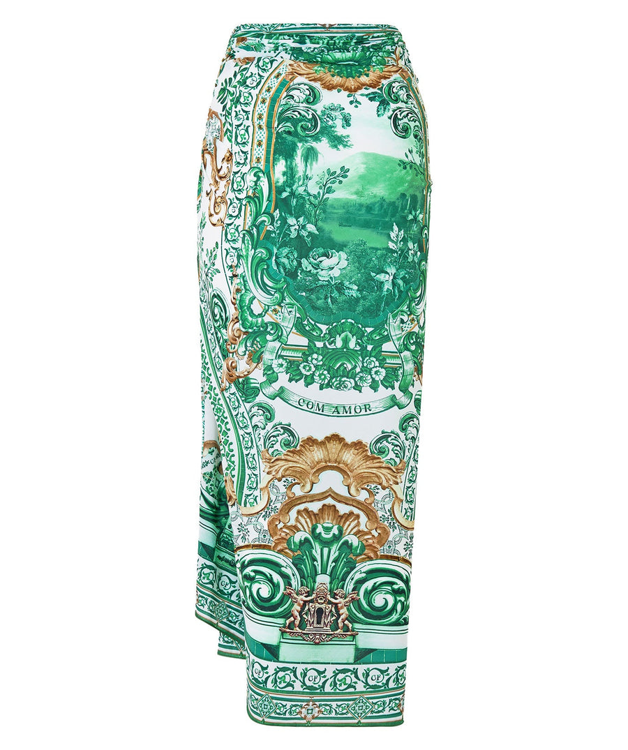 CAMILLA Corridor Of Calm Long Sarong 00036225 – A stylish long sarong featuring a vibrant print, soft lightweight fabric, and versatile styling for beachside elegance.