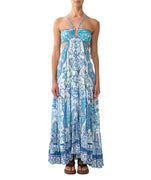 The CAMILLA Isnik Lullaby Cut Out Dress 00036545 showcases bold prints, waist cut-outs, and crystal embellishments—perfect for statement summer style.