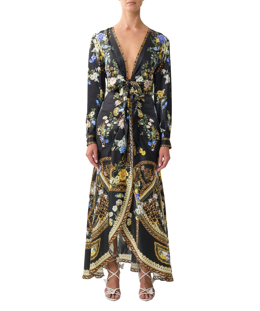 Ottoman Elegance Tie Waist Long Sleeve Dress