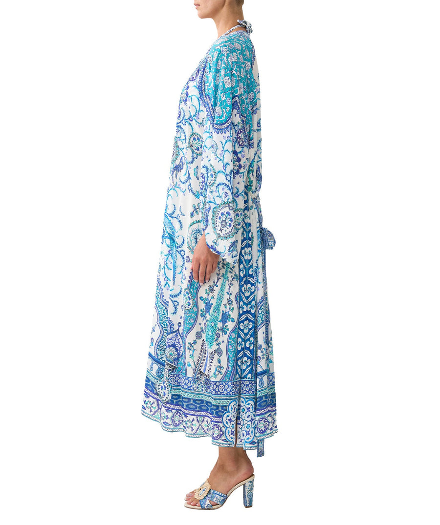 The CAMILLA Isnik Lullaby Blouson Sleeve Layer 00037270 features flowy sleeves, vibrant prints, and crystal details—perfect for luxe, effortless layering.