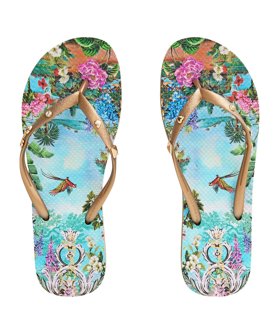 The CAMILLA Tales of Topkapi Palace Thongs 00037660 feature vibrant prints and crystal accents—adding a touch of luxury to your everyday essentials.