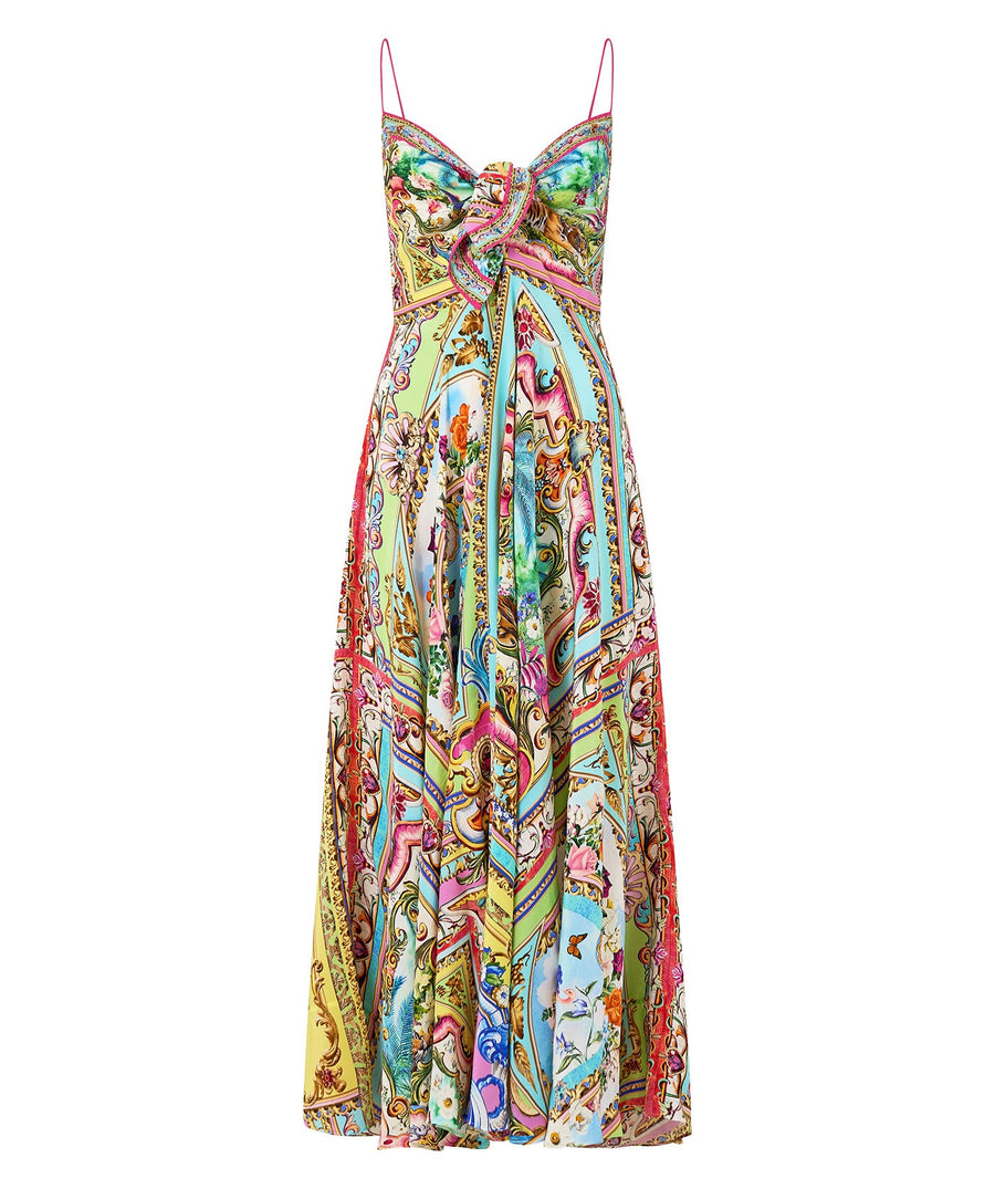 Radiate elegance in the CAMILLA Spirit Of Santa Maria Long Dress 00037785 – a statement piece featuring flowing lines, bold prints, and timeless resort charm.