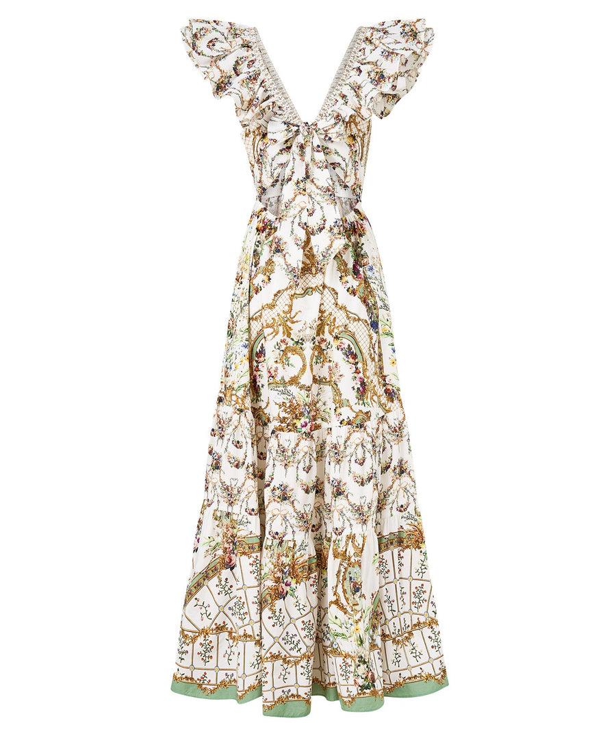 Make a grand entrance in the CAMILLA Dressing Room Drama Long Dress 00039656 – a theatrical blend of bold prints, flowing fabric, and timeless elegance