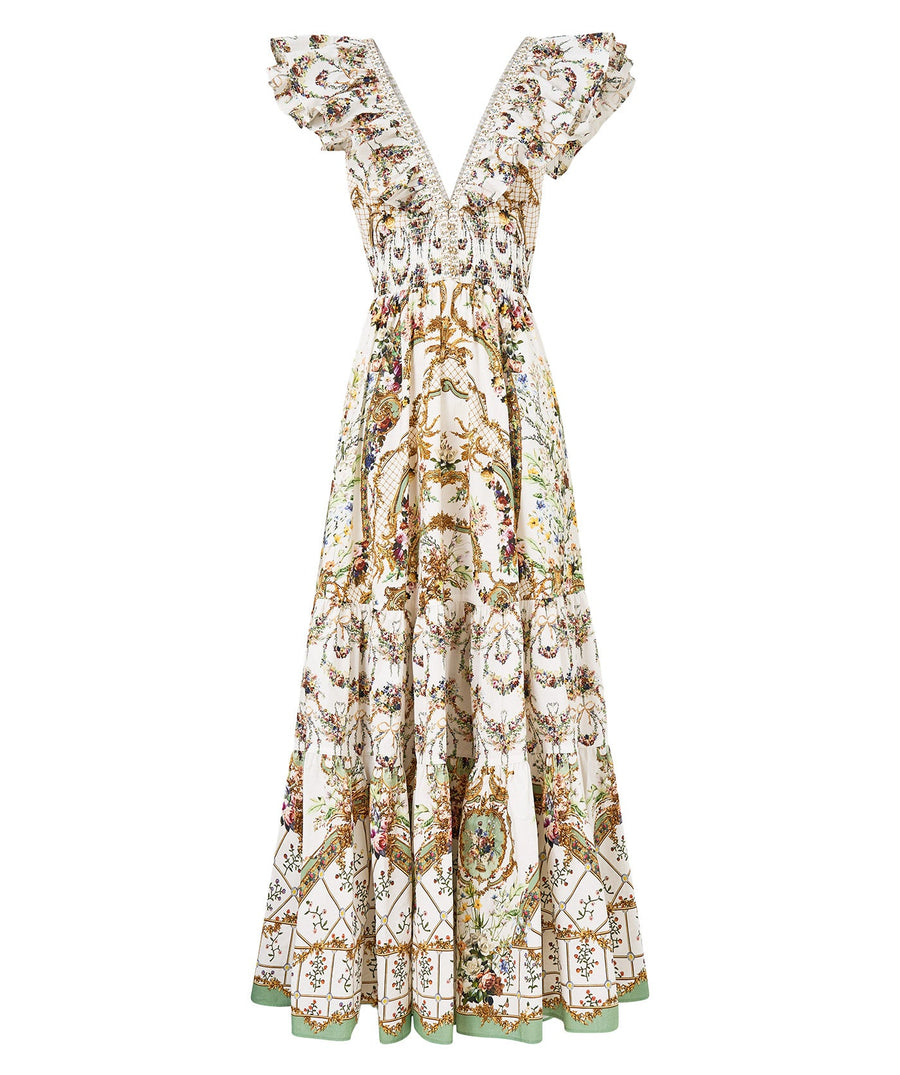 Make a grand entrance in the CAMILLA Dressing Room Drama Long Dress 00039656 – a theatrical blend of bold prints, flowing fabric, and timeless elegance