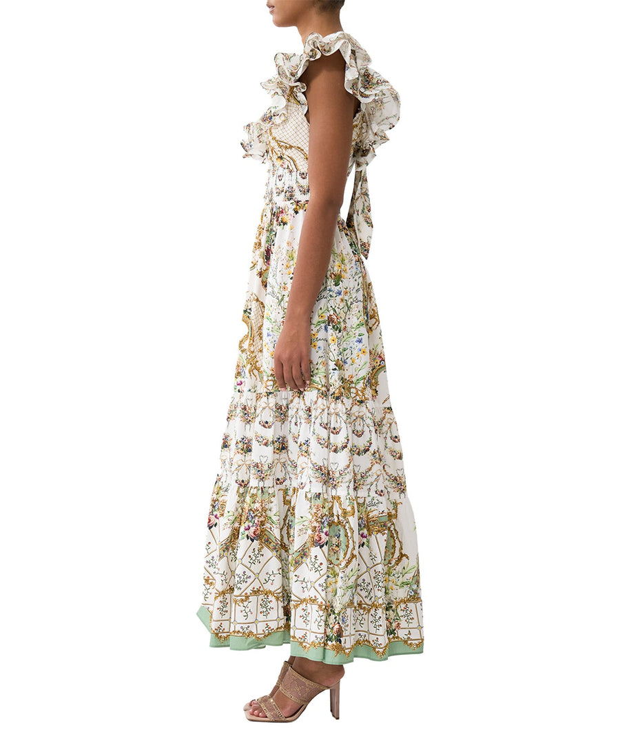 Make a grand entrance in the CAMILLA Dressing Room Drama Long Dress 00039656 – a theatrical blend of bold prints, flowing fabric, and timeless elegance