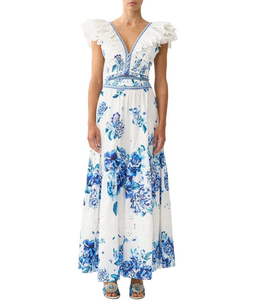 CAMILLA Ceramic Garden Short Sleeve Top & Skirt 00037056/00039494 – elegant matching set with vibrant prints, perfect for chic day-to-night looks.