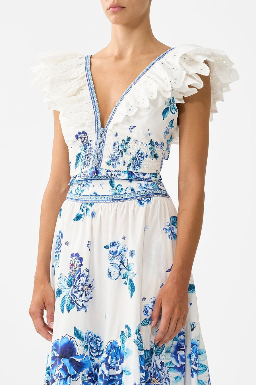 CAMILLA Ceramic Garden Short Sleeve Top & Skirt 00037056/00039494 – elegant matching set with vibrant prints, perfect for chic day-to-night looks.