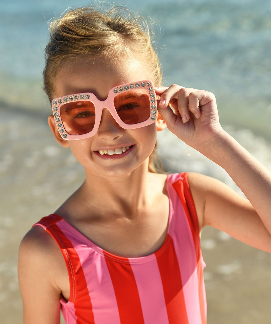 ANGEL'S FACE Carly Striped One-Piece Swimsuit CARLY – A stylish one-piece swimsuit featuring bold stripes, a flattering fit, and elegant design, perfect for beach and poolside wear
