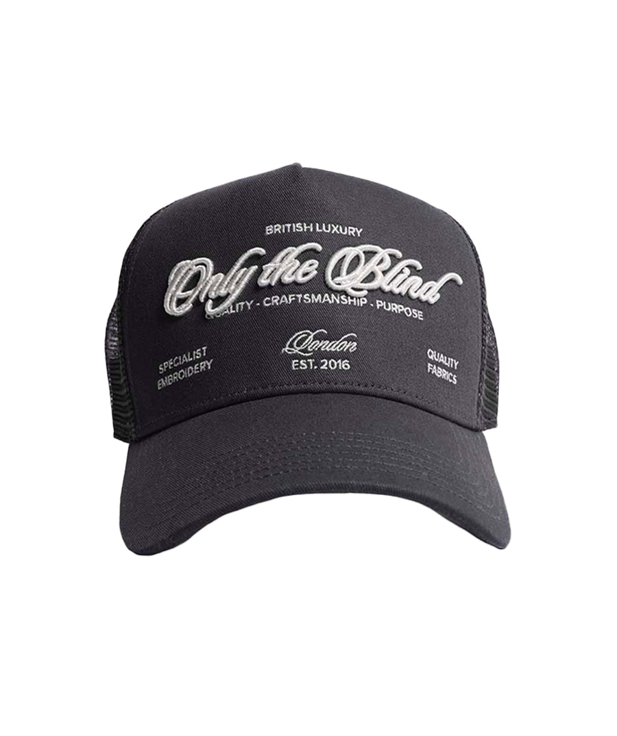 "ONLY THE BLIND Graphite Specialist Trucker Cap OTB-C1642. A premium streetwear essential with sleek design, comfort, and everyday style.