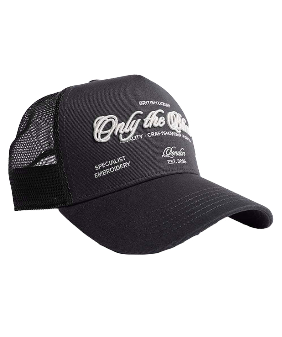 "ONLY THE BLIND Graphite Specialist Trucker Cap OTB-C1642. A premium streetwear essential with sleek design, comfort, and everyday style.