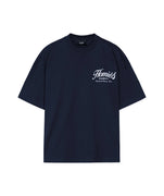 Oversized fit t-shirt made of 100% cotton in dark navy. Featuring a print brand logo on the front in white. An everyday essential piece.