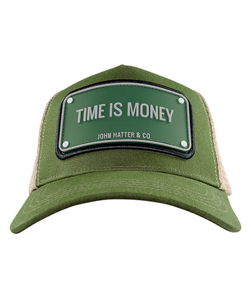 JOHN HATTER & CO Time is Money Cap R-1096-U00 – sleek statement cap with bold design, perfect for making a powerful style statement day or night.
