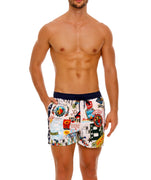 AGUA BENDITA Cassius Bosco Swim Shorts 18261 – Eye-catching swim shorts featuring a bold Bosco print, quick-drying fabric, and a tailored, comfortable silhouette